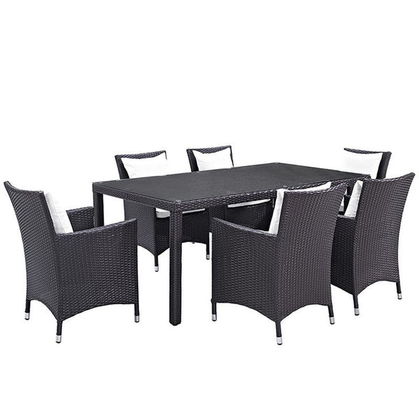 Convene 7 Piece Outdoor Patio Dining Set in Espresso White