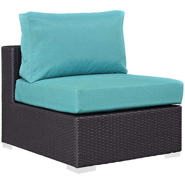 Convene 7 Piece Outdoor Patio Sectional Set in Espresso Turquoise