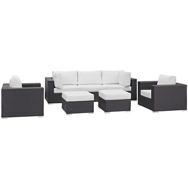 Convene 7 Piece Outdoor Patio Sectional Set in Espresso White