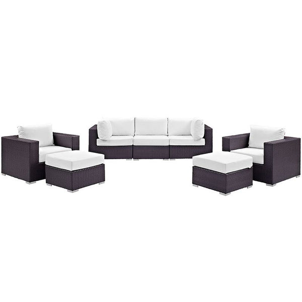 Convene 7 Piece Outdoor Patio Sectional Set in Espresso White