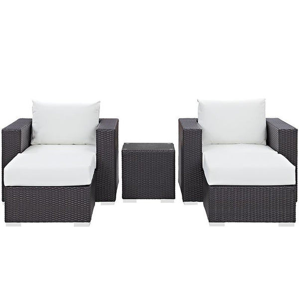 Convene 5 Piece Outdoor Patio Sectional Set in Espresso White