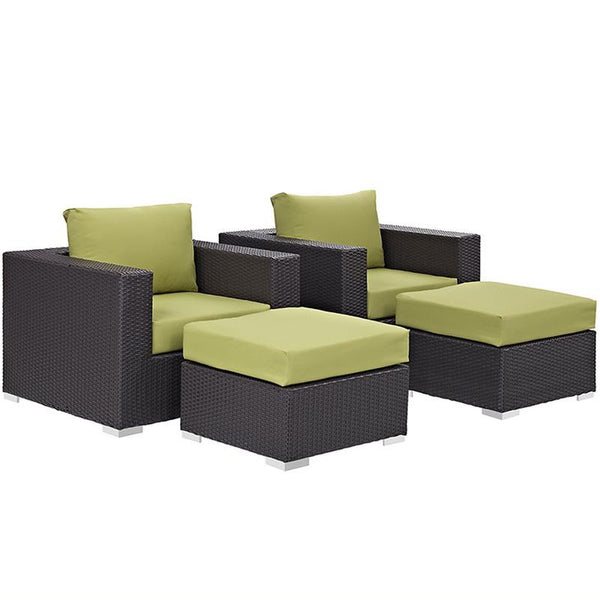 Convene 4 Piece Outdoor Patio Sectional Set in Espresso Peridot