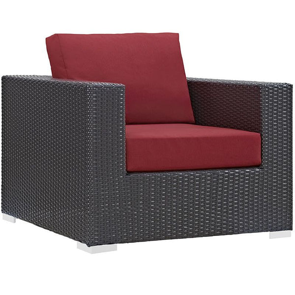 Convene 4 Piece Outdoor Patio Sectional Set in Espresso Red