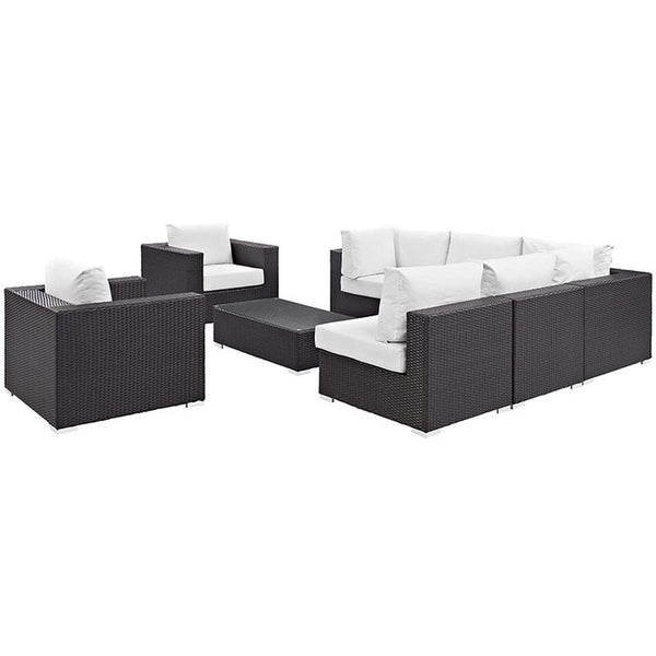 Convene 8 Piece Outdoor Patio Sectional Set in Espresso White