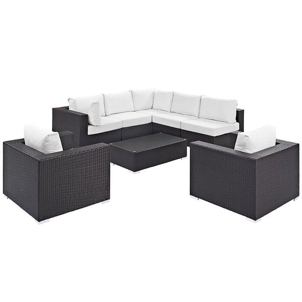 Convene 8 Piece Outdoor Patio Sectional Set in Espresso White