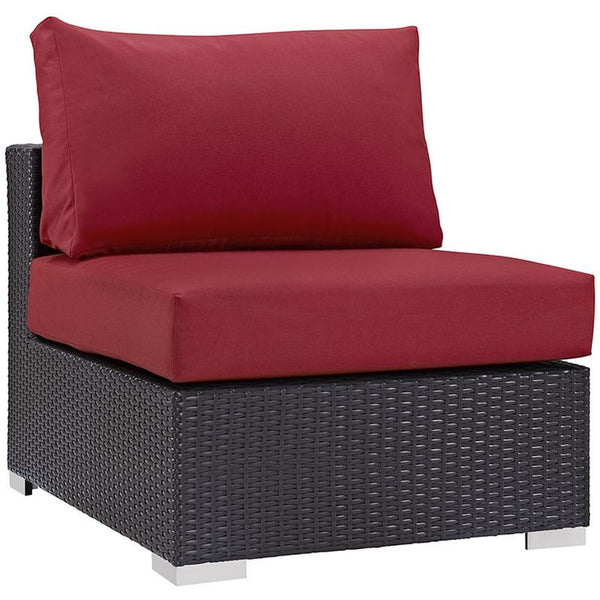 Convene 8 Piece Outdoor Patio Sectional Set in Espresso Red