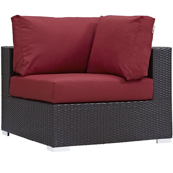 Convene 8 Piece Outdoor Patio Sectional Set in Espresso Red