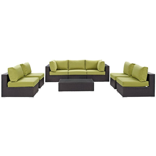 Convene 8 Piece Outdoor Patio Sectional Set in Espresso Peridot