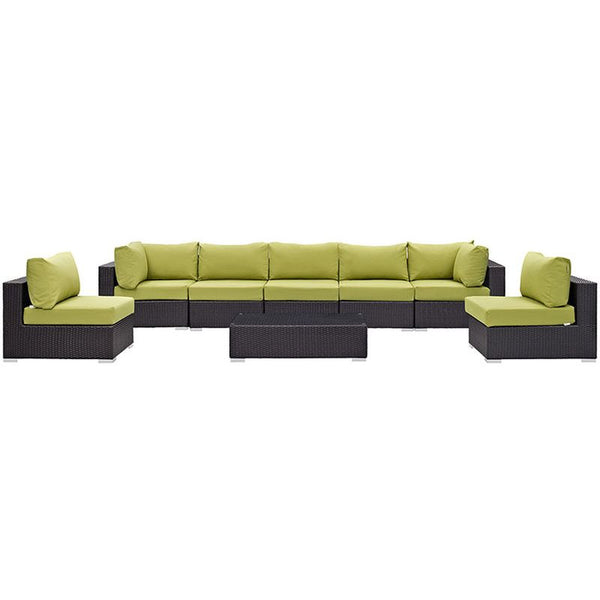 Convene 8 Piece Outdoor Patio Sectional Set in Espresso Peridot