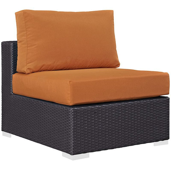 Convene 6 Piece Outdoor Patio Sectional Set in Espresso Orange