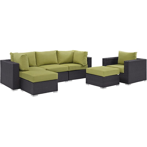 Convene 6 Piece Outdoor Patio Sectional Set in Espresso Peridot
