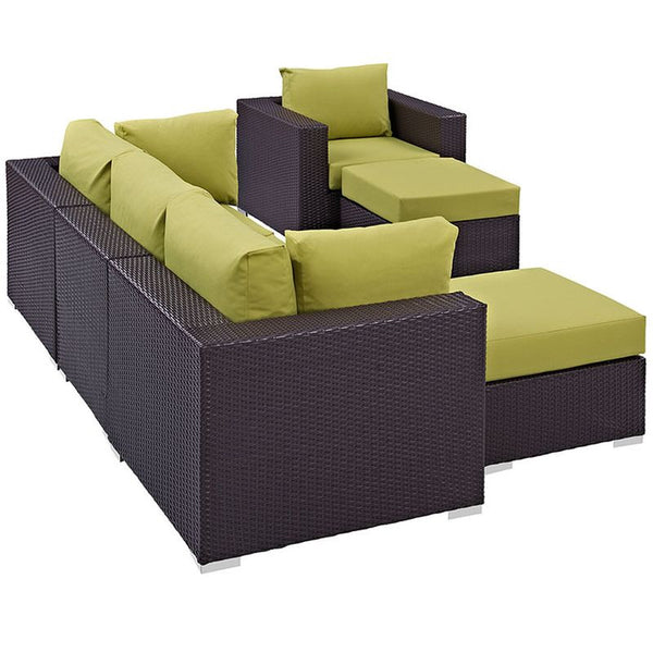 Convene 6 Piece Outdoor Patio Sectional Set in Espresso Peridot