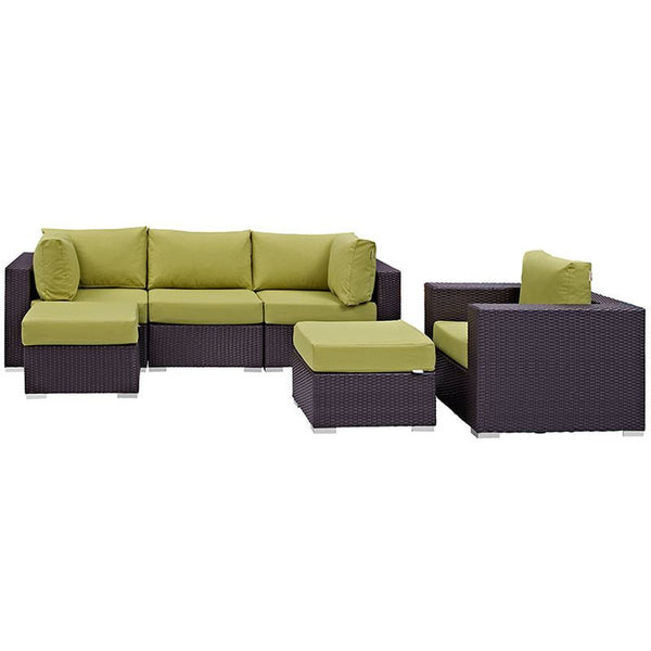 Convene 6 Piece Outdoor Patio Sectional Set in Espresso Peridot