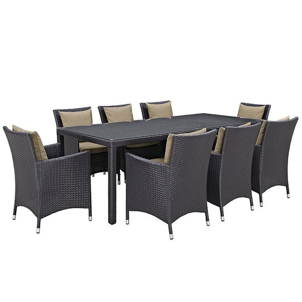 Convene 9 Piece Outdoor Patio Dining Set in Espresso Mocha
