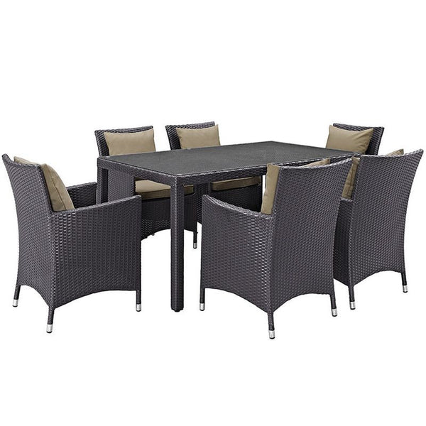 Convene 7 Piece Outdoor Patio Dining Set in Espresso Mocha