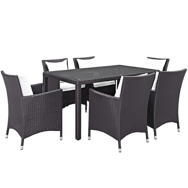 Convene 7 Piece Outdoor Patio Dining Set in Espresso White