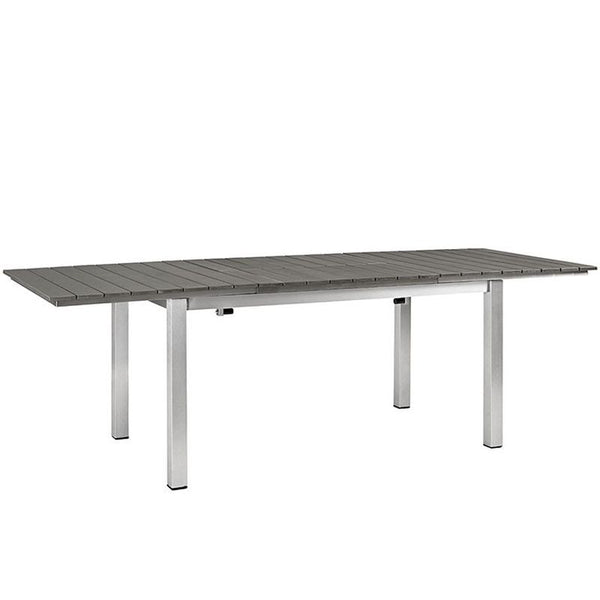Shore Outdoor Patio Wood Dining Table in Silver Gray