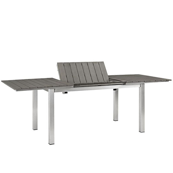 Shore Outdoor Patio Wood Dining Table in Silver Gray