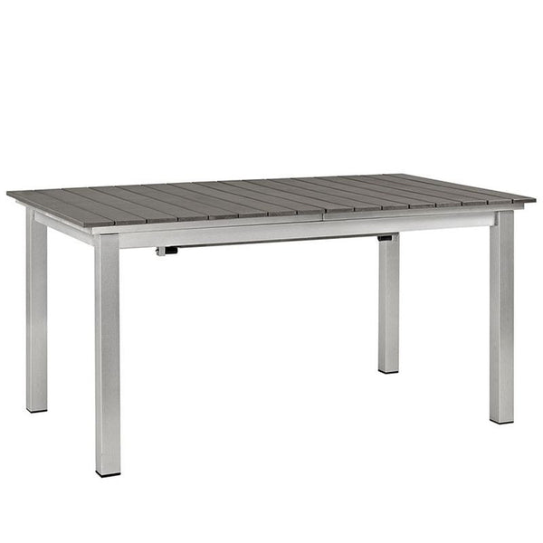 Shore Outdoor Patio Wood Dining Table in Silver Gray
