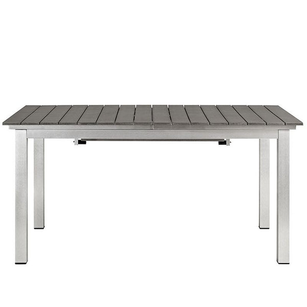 Shore Outdoor Patio Wood Dining Table in Silver Gray