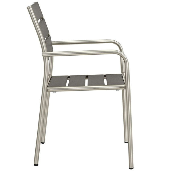Shore Outdoor Patio Aluminum Dining Chair in Silver Gray
