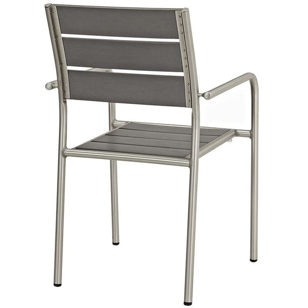 Shore Outdoor Patio Aluminum Dining Chair in Silver Gray