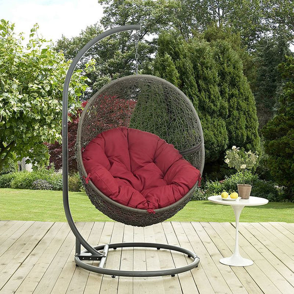 Hide Outdoor Patio Swing Chair in Gray Red