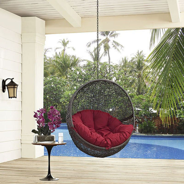 Hide Outdoor Patio Swing Chair in Gray Red