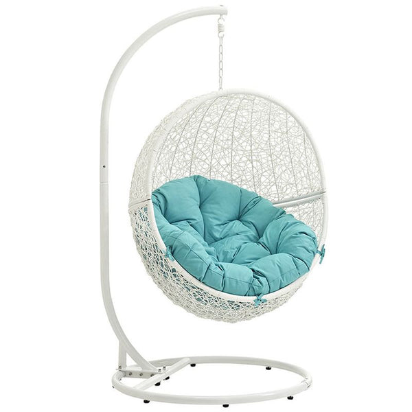 Hide Outdoor Patio Swing Chair in White Turquoise