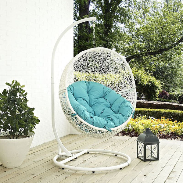 Hide Outdoor Patio Swing Chair in White Turquoise