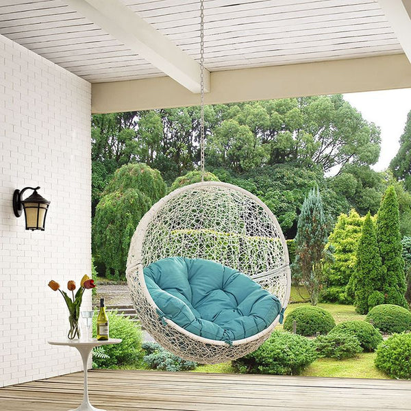 Hide Outdoor Patio Swing Chair in White Turquoise
