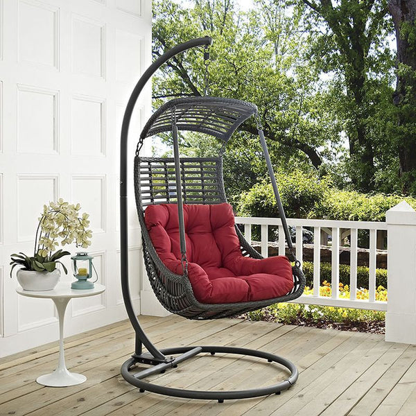 Jungle Outdoor Patio Swing Chair in Red