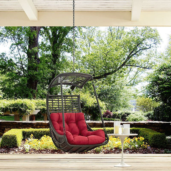 Jungle Outdoor Patio Swing Chair in Red