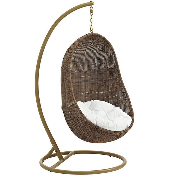 Bean Outdoor Patio Wood Swing in Coffee White