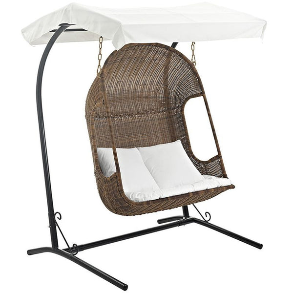 Vantage Outdoor Patio Swing Chair in Brown White