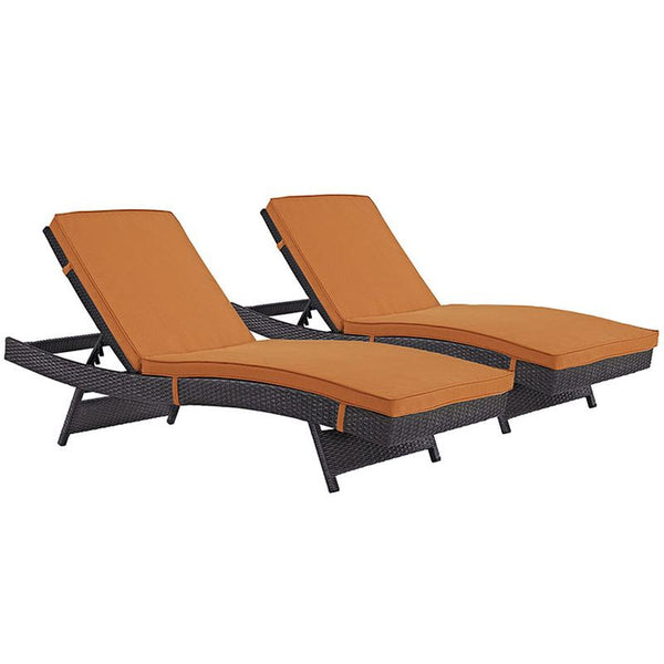 Convene Chaise Outdoor Patio Set of 2 in Espresso Orange