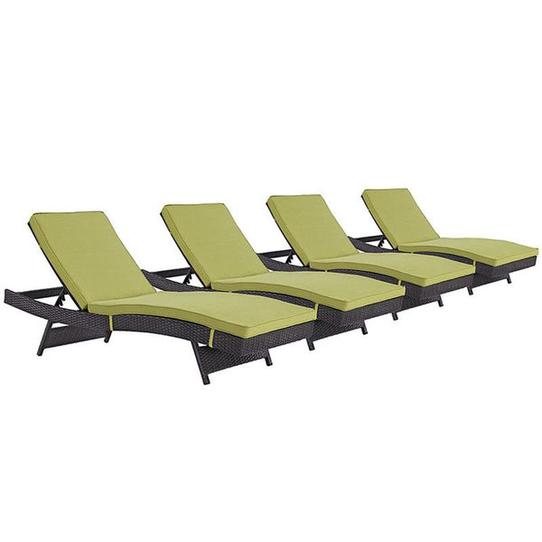 Convene Chaise Outdoor Patio Set of 4 in Espresso Peridot