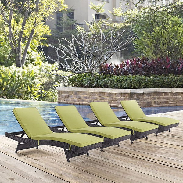 Convene Chaise Outdoor Patio Set of 4 in Espresso Peridot