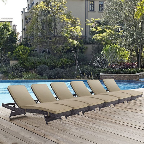 Convene Chaise Outdoor Patio Set of 6 in Espresso Mocha