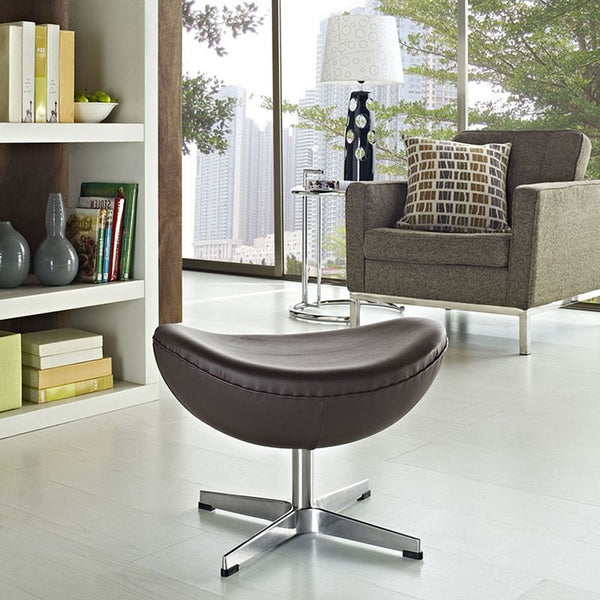 Glove Leather Ottoman in Brown
