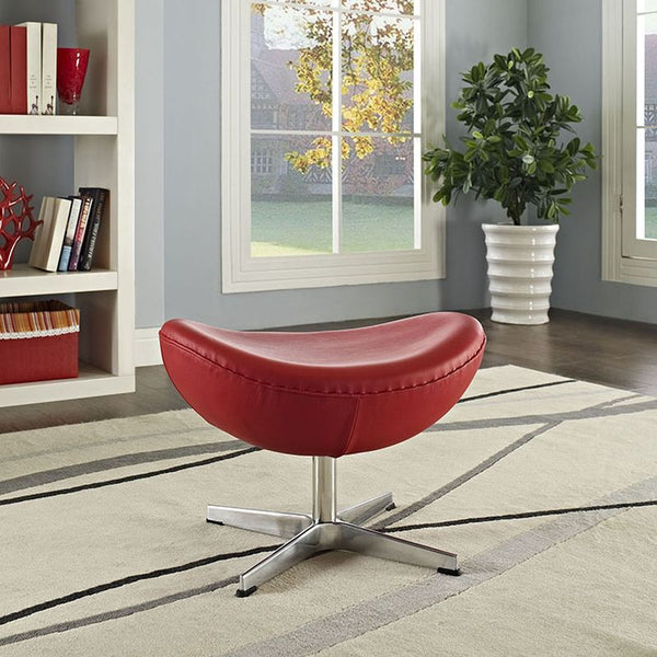 Glove Leather Ottoman in Red
