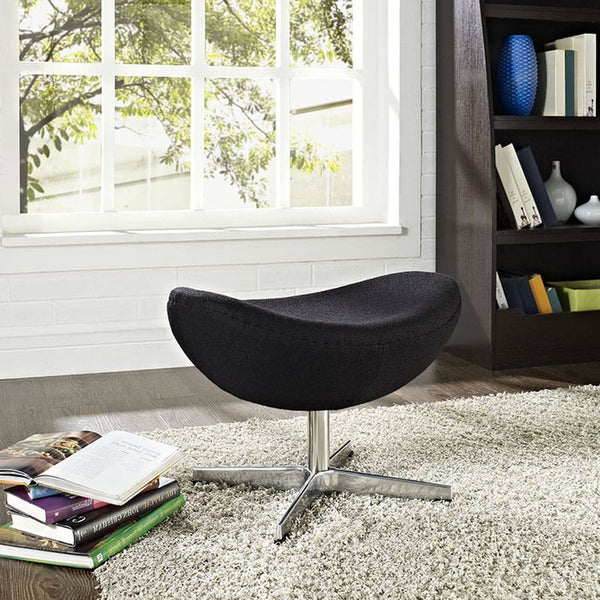 Glove Wool Ottoman in Black