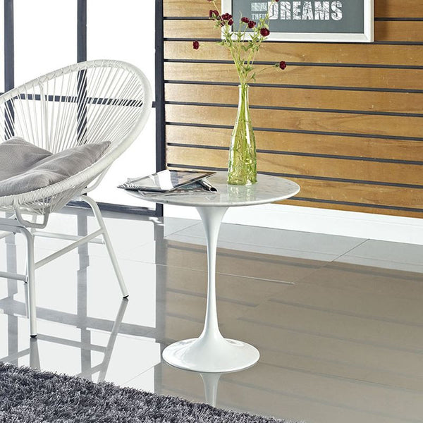 Lippa 20" Marble Side Table in White