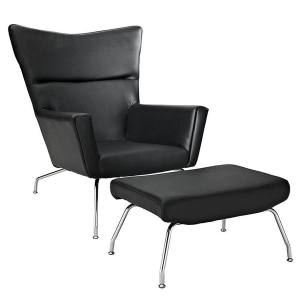 Class Leather Lounge Chair in Black