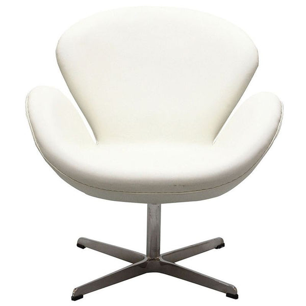 Wing Leather Lounge Chair in White