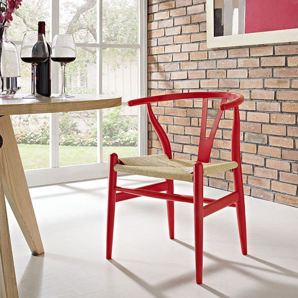 Amish Dining Wood Armchair in Red