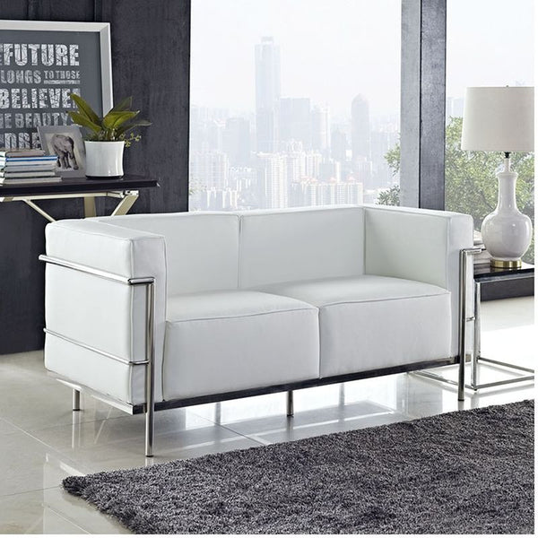 Charles Grande Loveseat in White