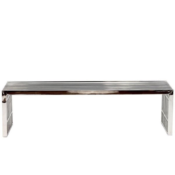 Gridiron Large Stainless Steel Bench in Silver