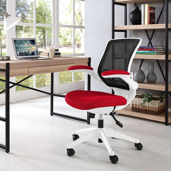 Edge White Base Office Chair in Red