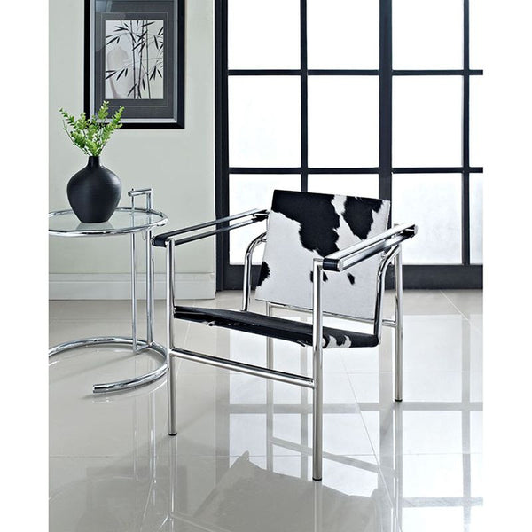Charles Pony Hide Lounge Chair in Black And White